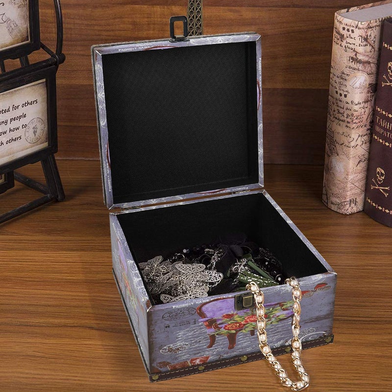 Jolitac Wooden Storage Box Set of 3  Vintage Decorative Boxes with lid Home Decor  Wood Storage Nesting Boxes With Latch  Rustic Antique Box Set for Keep Photos  Jewelry  Cash (Chair) - Image 3